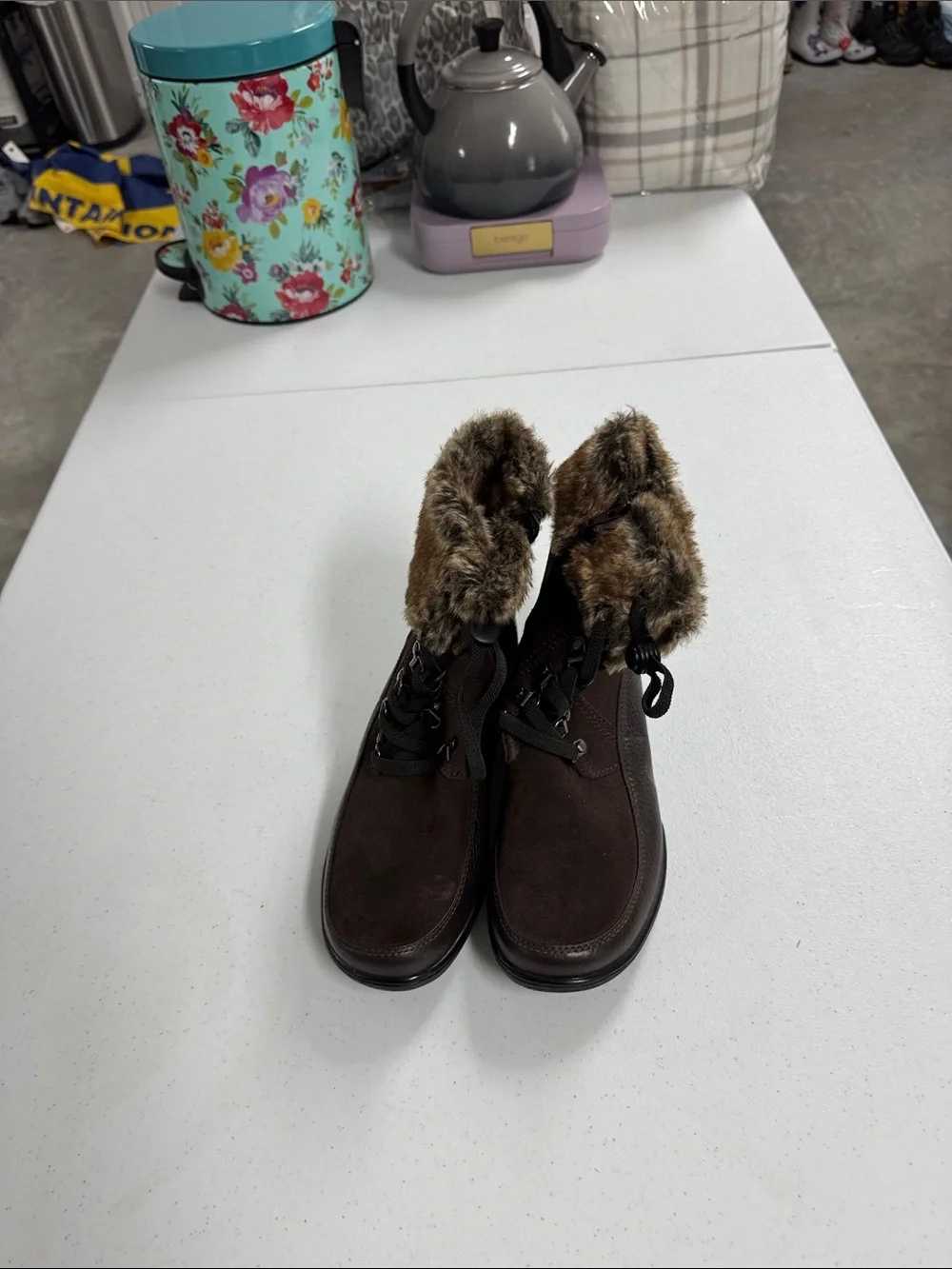 Clarks Dark Brown Faux-Fur Lace-Up Winter Boots